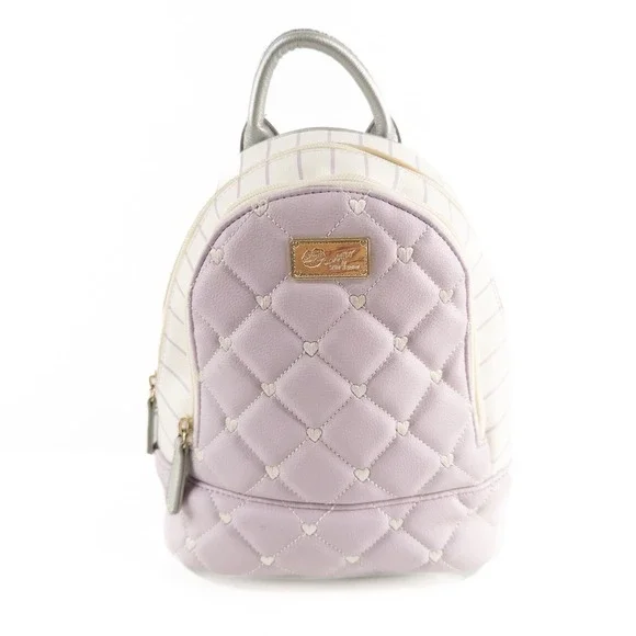 betsey mini backpack Betsey Johnson | Bags | Betsey Johnson Luv Betsey Mini Backpack White  Purple Tiny Hearts Quilted